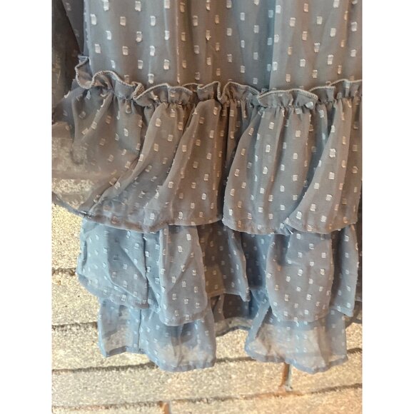 Polka Dot Tiered Ruffle Dress By Express XS Light Blue - Picture 6 of 8